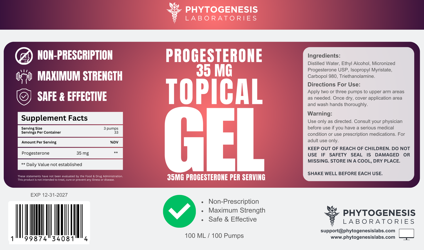Progesterone 35 Topical Gel