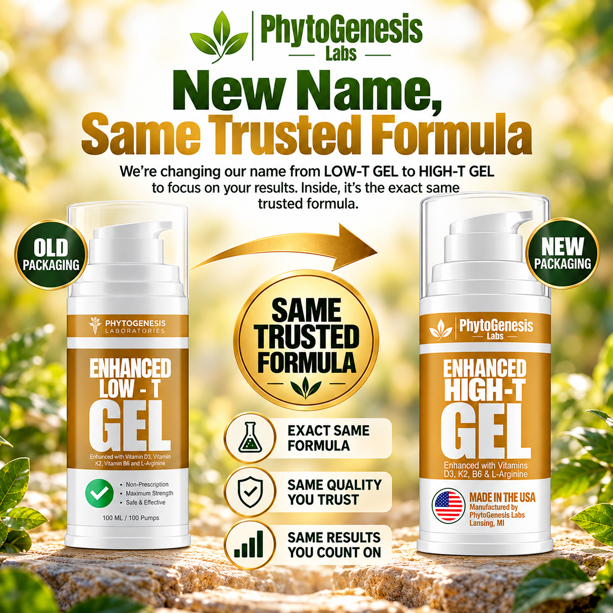 Natural Testosterone Gel - Enhanced Formula with Vitamin D3, K2, B6, and L-Arginine