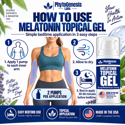 Melatonin Topical Gel, 10 mg Per Serving | Made in USA