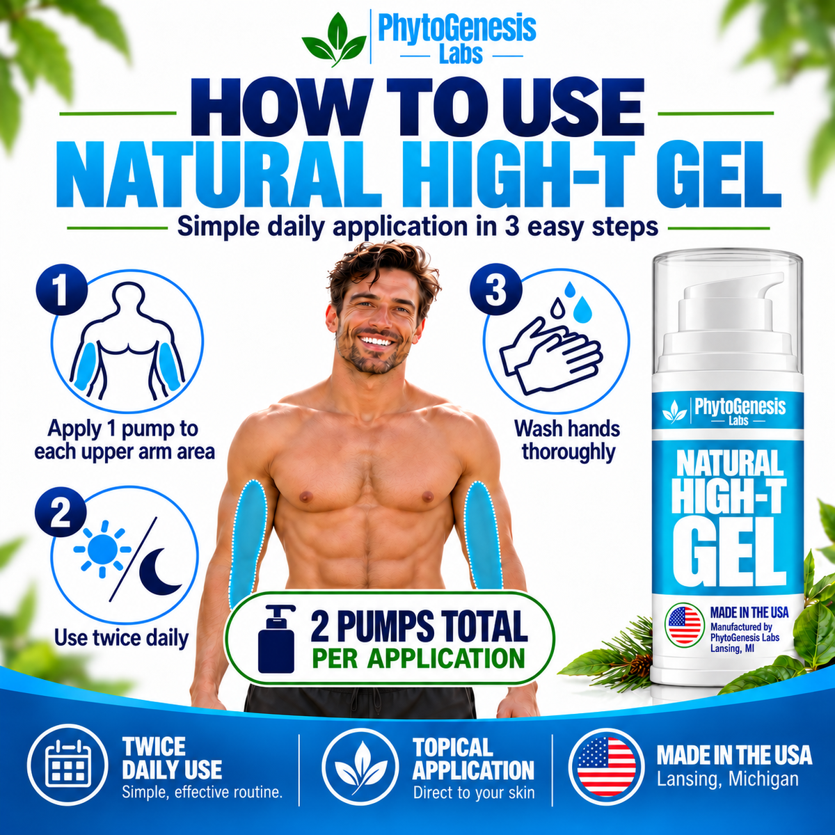 Natural Low T Men's Vitality Topical Gel