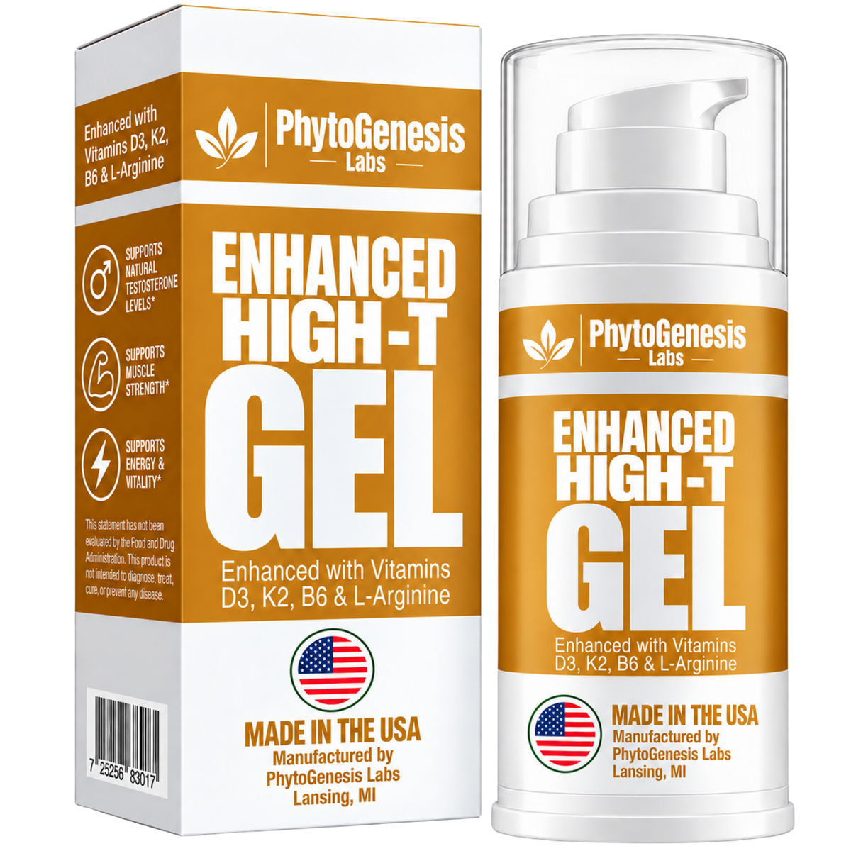 Natural Testosterone Gel - Enhanced Formula with Vitamin D3, K2, B6, and L-Arginine
