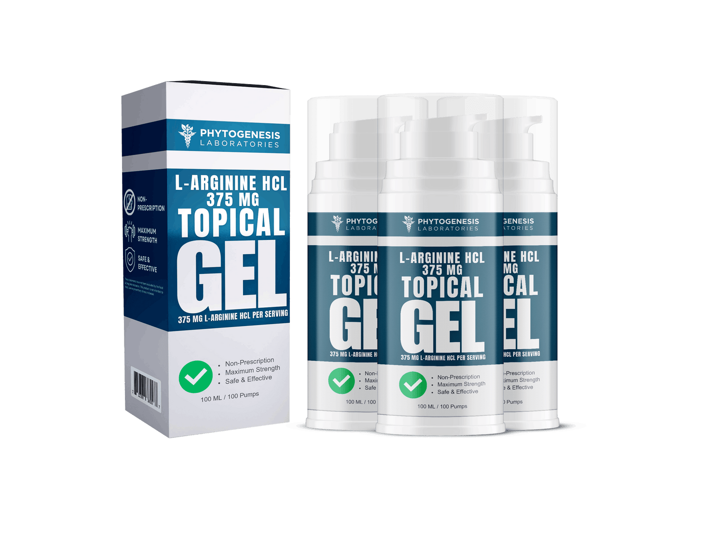 Box and 3 month supply of L-Arginine HCL Topical Gel.
