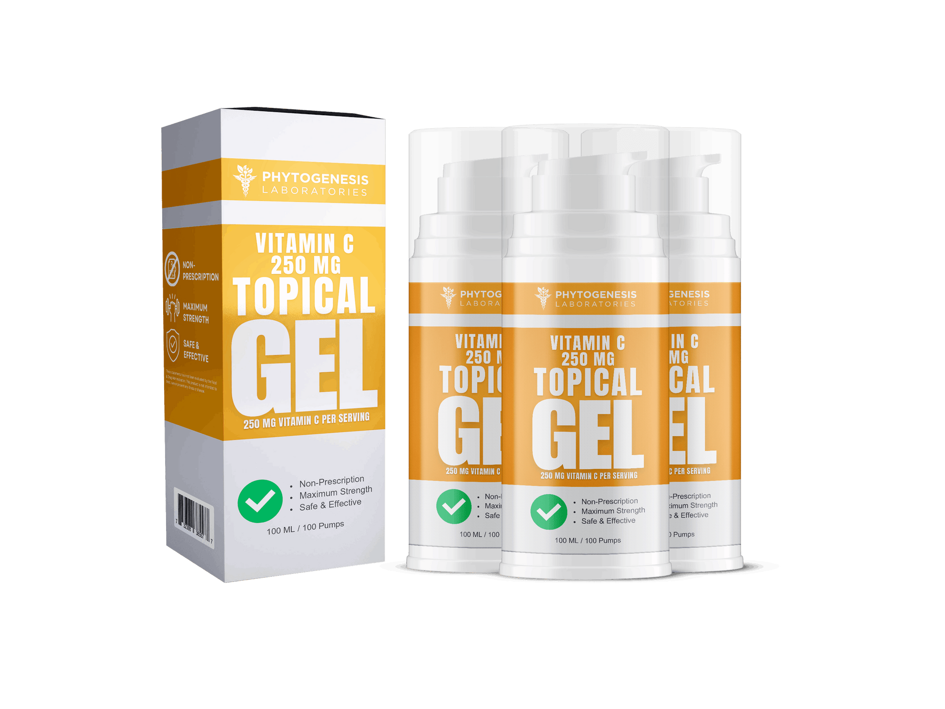 Box and 3 month supply of Vitamin C 250 Topical Gel.